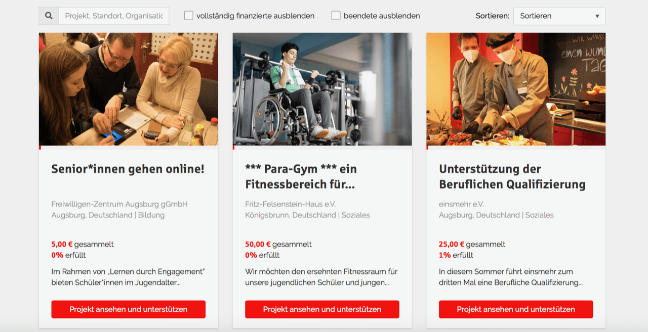 Viele Projekte stehen zur Auswahl